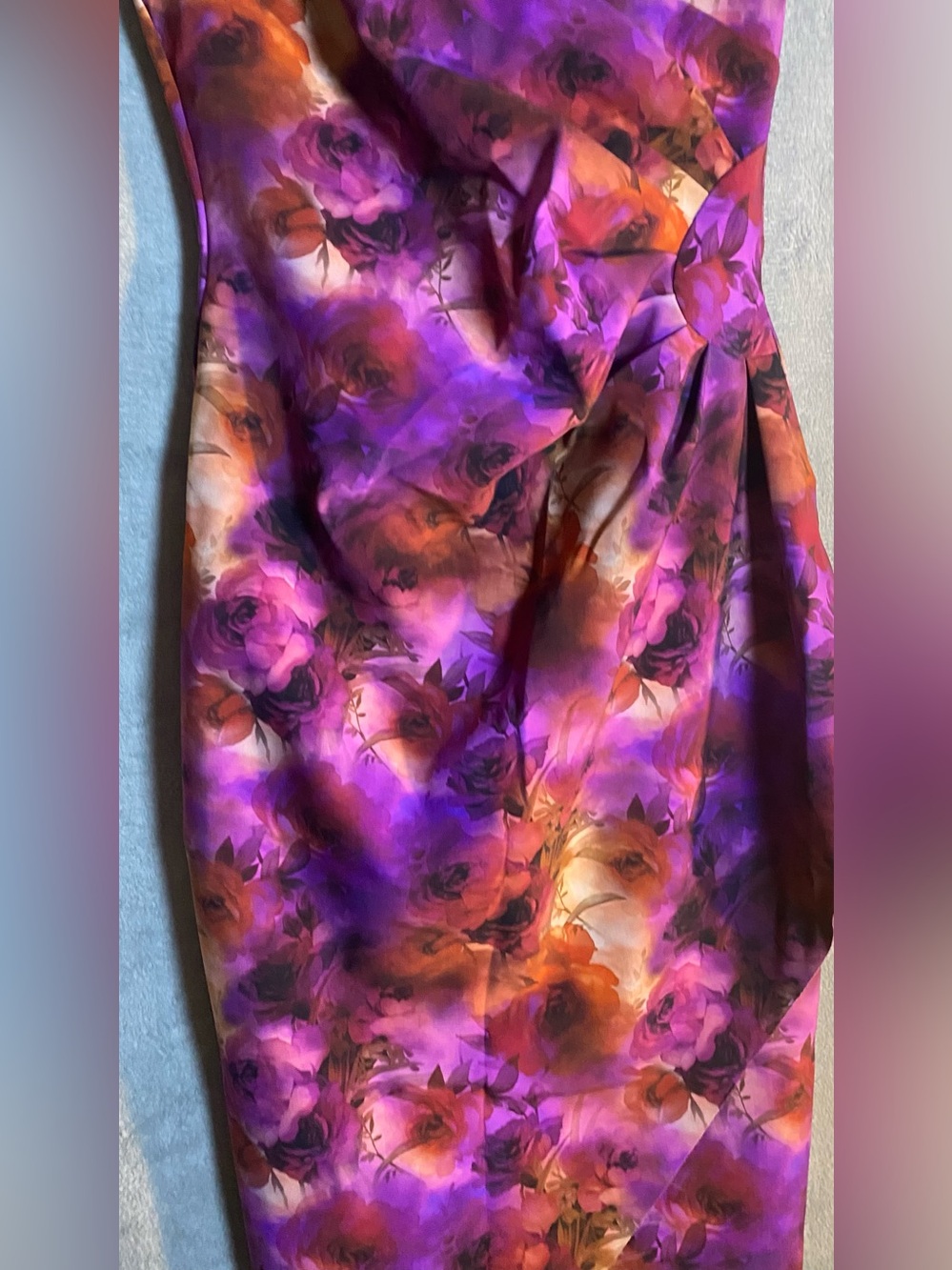 Chiara Boni One-Shoulder Purple & Magenta Abstract Sheath Dress Size Large Us10 - Picture 5 of 11